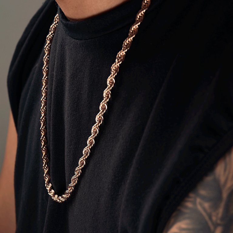 Cadena Lazo Rosa 6 mm / 65 cm Hombre